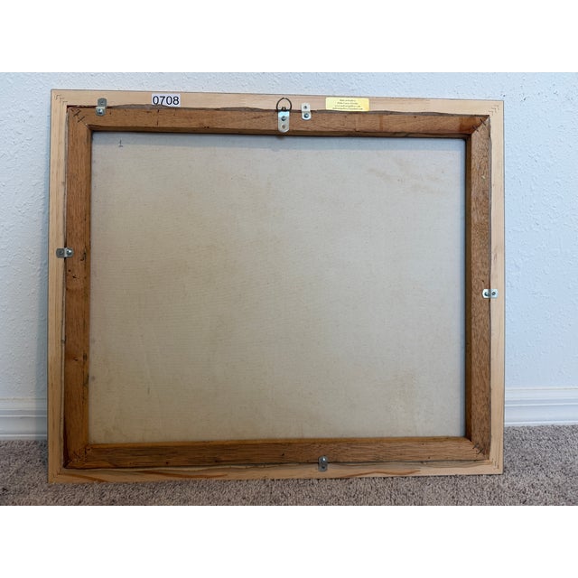 Vintage Tropical Parrot Oil Painting Signed 1996, Colorful Macaws Jungle Scene For Sale - Image 13 of 13