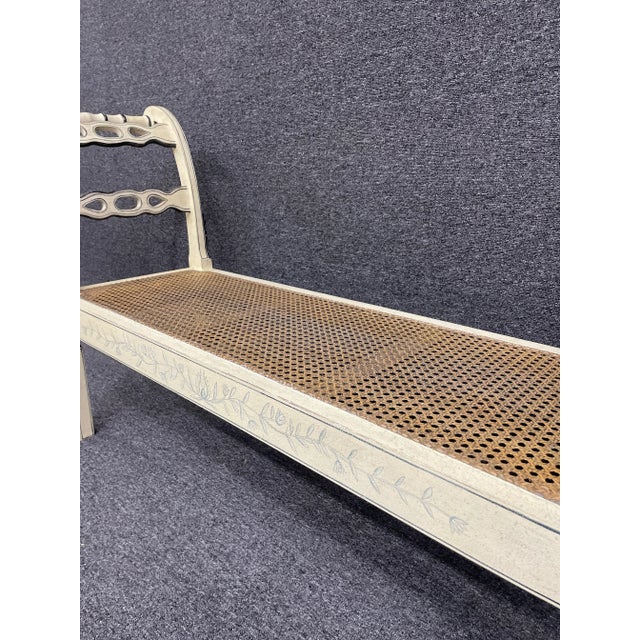 Paint Decorated Cane Window Bench For Sale - Image 9 of 9