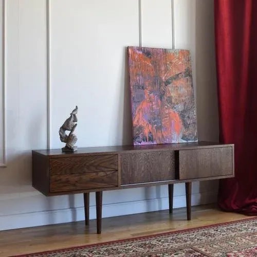 Norm large tv cabinet by pastform dimensions: d 40 x w 190 x h 56 cm. Materials: stained and varnished wood.