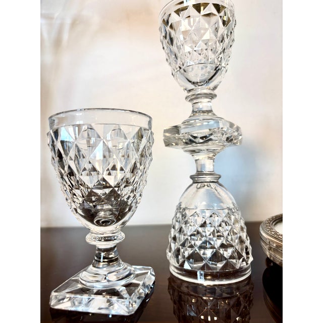 Pointed Diamond Vase, Glasses and Powder Box from Montcenis, Early 19th Century, Set of 5 For Sale - Image 11 of 18