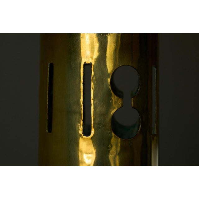 Vintage Vase in Patinated and Perforated Brass, 1930s For Sale - Image 6 of 15