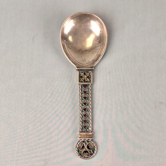 Antique Norwegian Silver and Plique-À-Jour Enamel Spoon attributed to Jacob Tostrup, 1880s For Sale - Image 3 of 7