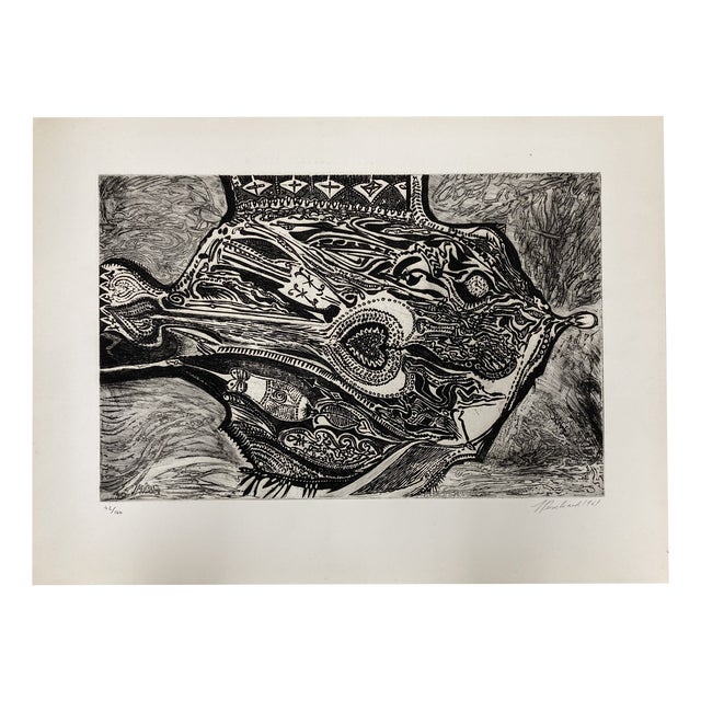 Jean Peschard, Fish in Love, Etching, 1961 For Sale