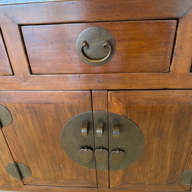 Asian Antique 19th Century Qing Dynasty Elmwood Side Cabinet, Circa 1880 For Sale - Image 3 of 8