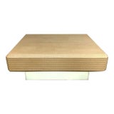 Vintage Mid Century Modern Light-Up Cocktail Table With Lacquered Woven Top For Sale