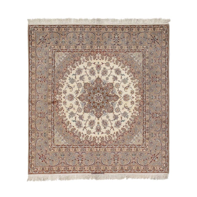 2020s 2020s Ivory Fine Isfahan Silk & Wool For Sale - Image 5 of 5