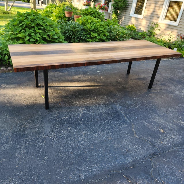 Absolutely RARE mid century modern find!!! Milo Baughman mixed wood dinning table. Recently refinished to its original...