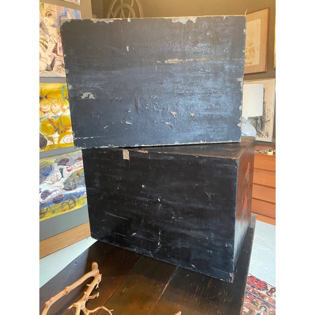 Rare Set of Three Antique Qing Dynasty Lacquered Chinese Stacking Cabinets on Stand. For Sale - Image 10 of 13