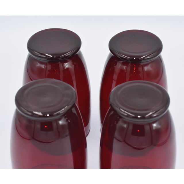 Anchor Hocking 1950s Baltic Royal Ruby by Anchor Hocking Hand Blown 4pc Goblet Set For Sale - Image 4 of 6