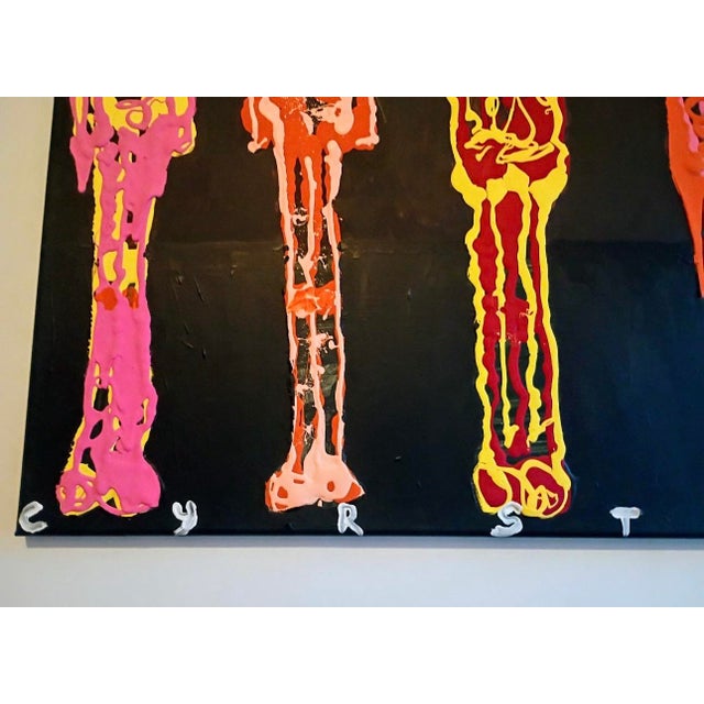 2020s Colorful Abstract Painting of 6 Standing Figures by Christopher Shoemaker 24” X 36”, Signed For Sale - Image 5 of 9