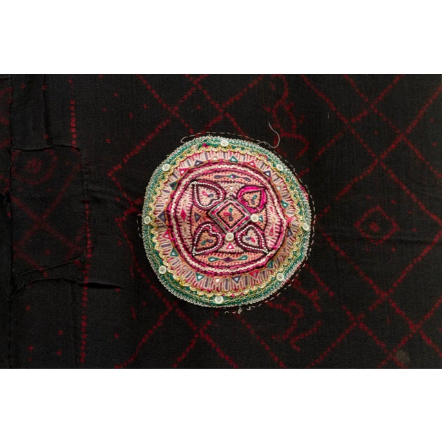 Black Colorful Vintage Rabari Wool Throw For Sale - Image 8 of 9