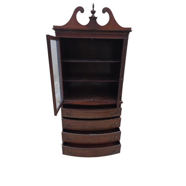 Late 20th Century Vintage Curved Front China Cabinet / Secretary Cabinet For Sale - Image 5 of 10