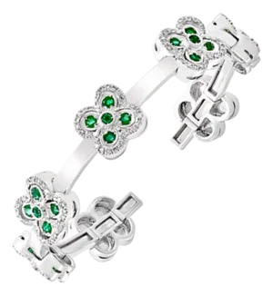Emerald and Diamond and Gold 37 Grams Cuff Bangle /Bracelet in 18 Karat Gold