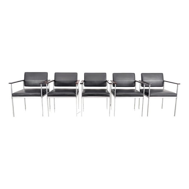 Vintage Chairs in Leather from Lübke, Set of 5 For Sale