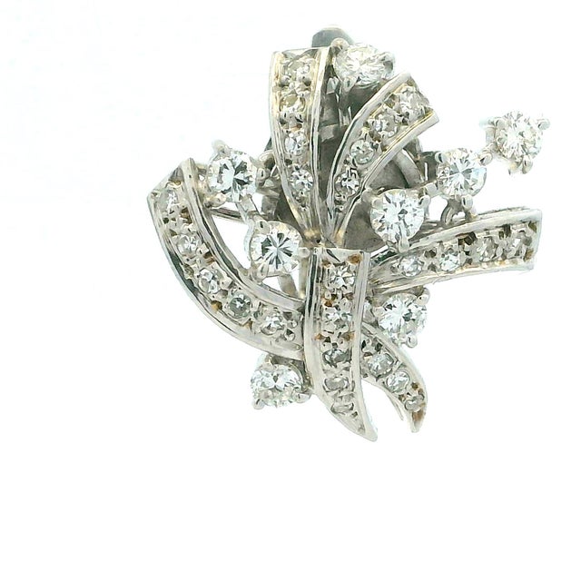 Art Deco Platinum and 3.00 Carat Diamond Spray Earrings, Pair For Sale - Image 10 of 13