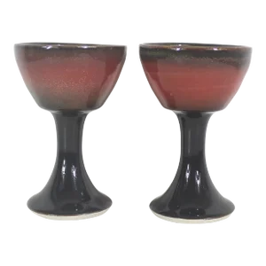 Vintage Russet Pottery Goblets by Louis Mulcahy Ireland- a Pair