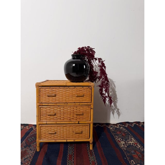 Mid-Century Italian Bedside Chest in Woven Cane, Rattan and Bamboo, 1960s For Sale - Image 3 of 18