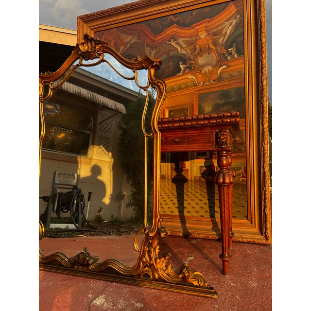 Antique French Rococo Giltwood Mirror – Hand Carved – 19th Century Exceptional antique French mirror featuring an...