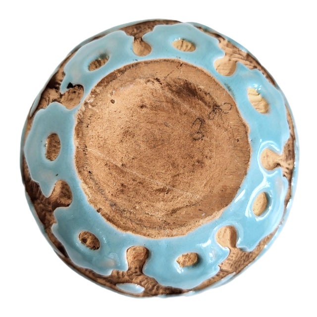 Mid-Century Modern Italian Sgraffito Turquoise Ceramic Tulipiere Vase by Saca For Sale - Image 10 of 10