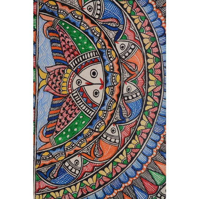 This original, hand-painted creation represents the hallmark stylistic purity of the Mithila (Madhubani) tradition from...