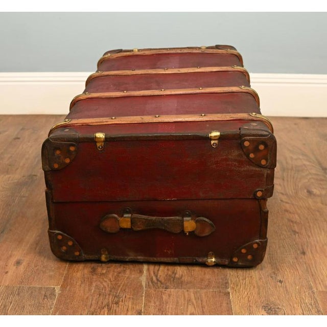 Vintage Travel Trunk Steamer Luggage Case by Finnigans Manchester For Sale - Image 3 of 4