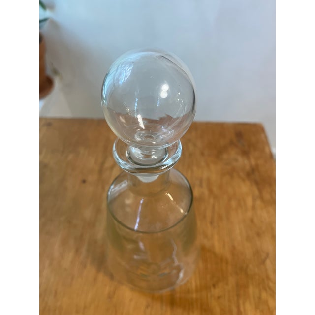 Antique Hand Blown Glass Decanter With Agave Leaf and Beautiful Globe Top For Sale - Image 9 of 14