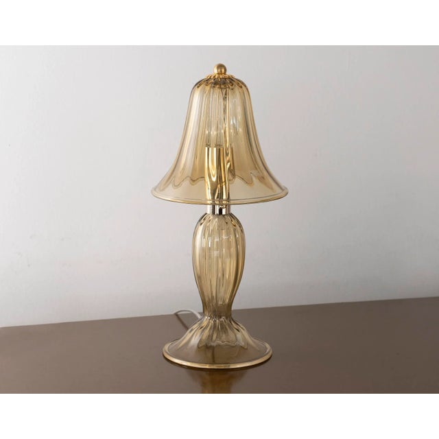 1990s Smoky Murano Glass Table Lamp, Italy, 1990s For Sale - Image 5 of 10