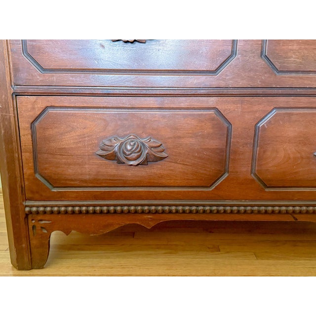 American Victorian Walnut Chest With Carved Detail, Davis Cabinet Company For Sale - Image 11 of 17