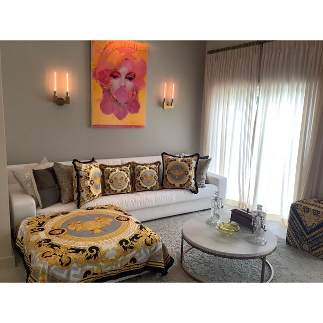 Custom Made Lion & Urn Versace Style Throw For Sale In New York - Image 6 of 12