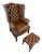 Set of Vintage English Chesterfield Leather Wingback Chair with Ottoman, 1990s For Sale