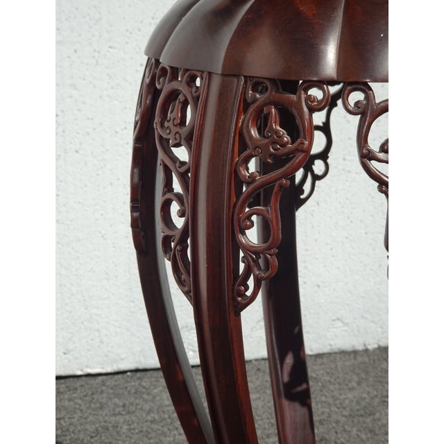 Vintage 20th Century Chinese Carved Wooden Side Table Plant Stand For Sale - Image 10 of 15