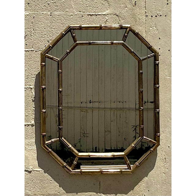 Vintage Regency Faux Bamboo Octagon Mirror For Sale - Image 9 of 9