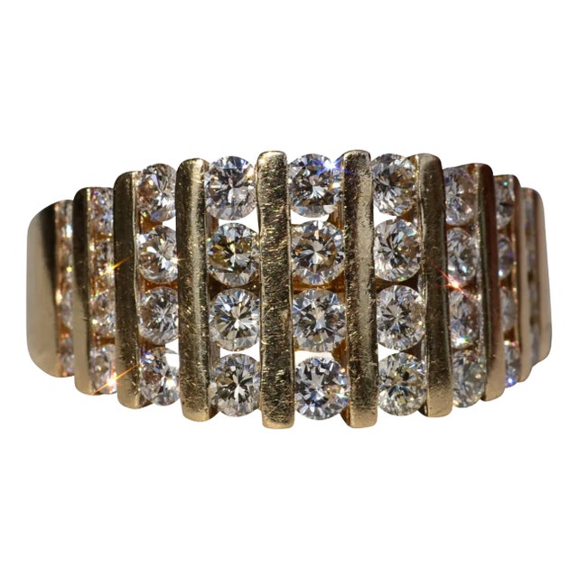 The Tavanta: Ladies 14K Yellow Gold Cocktail Ring Channel set with Diamonds For Sale