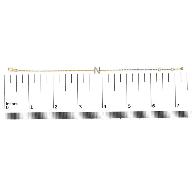 10K Yellow Gold Diamond Accent "N" Initial Charm and Link Bracelet For Sale In New York - Image 6 of 6
