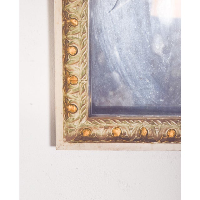 Rectangular Light Green and Gilt Wooden Framed Mirror For Sale - Image 4 of 8