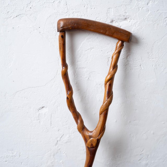 Folk Art Vernon Edwards Crutch Form Walking Stick, 1980s For Sale - Image 3 of 13