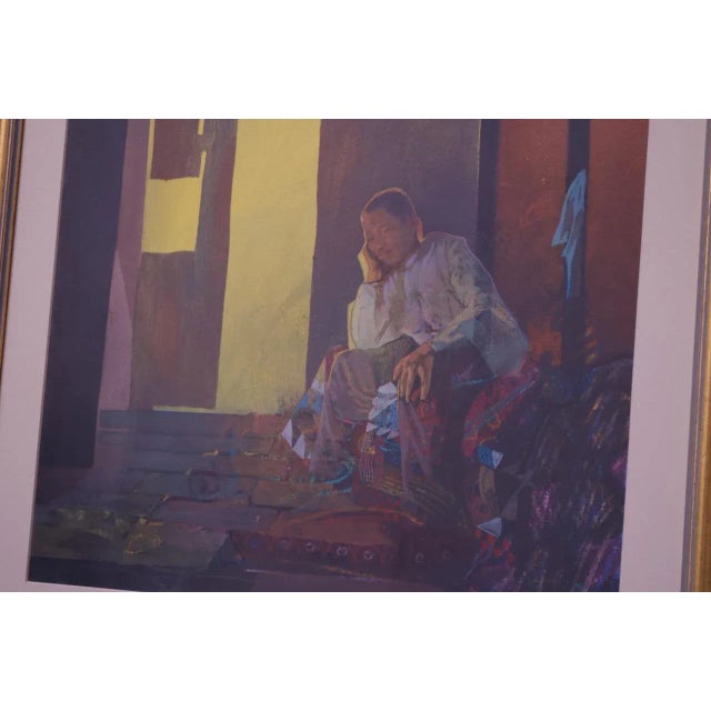 Mid-Century Modern Realist Figural Study Mixed-Media on Canvas For Sale - Image 3 of 8