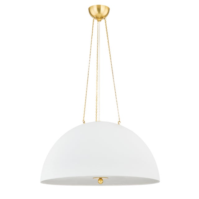 Traditional Hudson Valley Lighting Mark D. Sikes Chiswick 4-Light Pendant, Aged Brass/White Plaster For Sale - Image 3 of 3