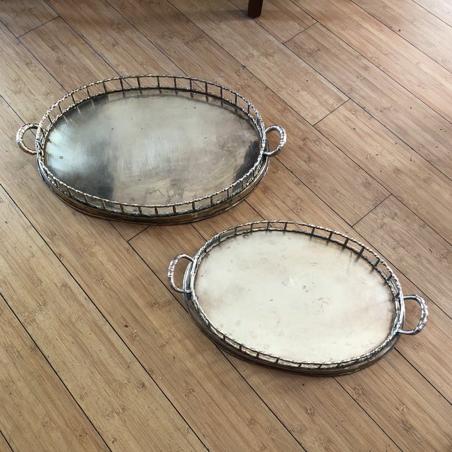 1970s Brass Golden Nesting Trays - a Pair For Sale - Image 9 of 9