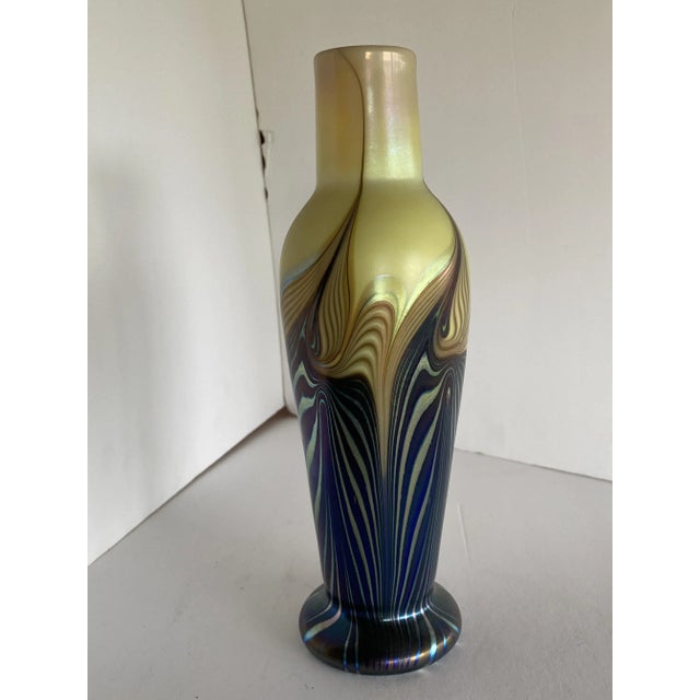 Iridescent 7 Color Art Glass Vase by Lundberg Studio For Sale - Image 4 of 10