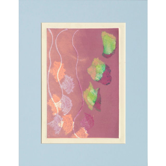 Abstract leaves and fans on a plum background by Patricia Pearce (American, b. 1948). This piece is unsigned, but was...