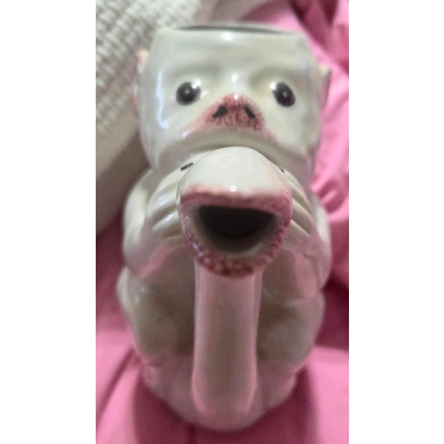 Majolica Vintage Mid-Century Italian White Glazed Ceramic Monkey and Snake Pitcher / Carafe For Sale - Image 4 of 7
