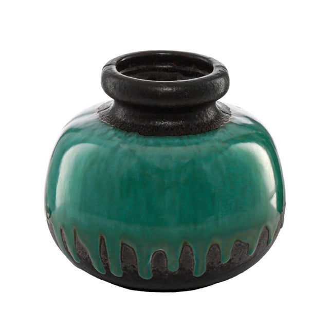 Mid-Century Green Drip Glazed Ceramic Vase from Scheurich, West Germany, 1970s For Sale - Image 4 of 8