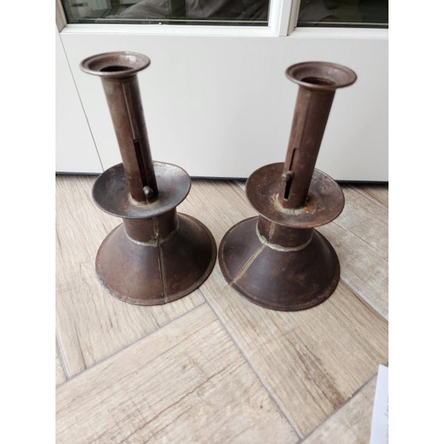 American Antique Tin Candlesticks For Sale - Image 9 of 12