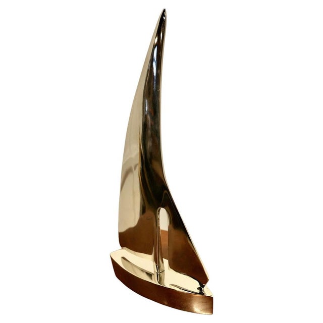 French Chrome Desktop Model Yacht, 1960s For Sale - Image 9 of 9