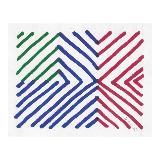 1981 Dimitri Grachis Diagonal Rectangular Drawing For Sale