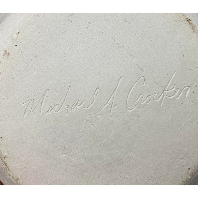 1980s Michael A. Crocker Thrown Stoneware Combed Clay Slip Jug For Sale - Image 9 of 11