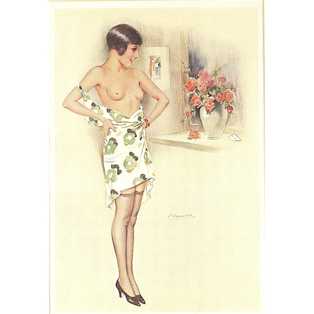 1930 French Art Deco Lithograph Nude by Suzanne Meunier, Matted For Sale - Image 4 of 4