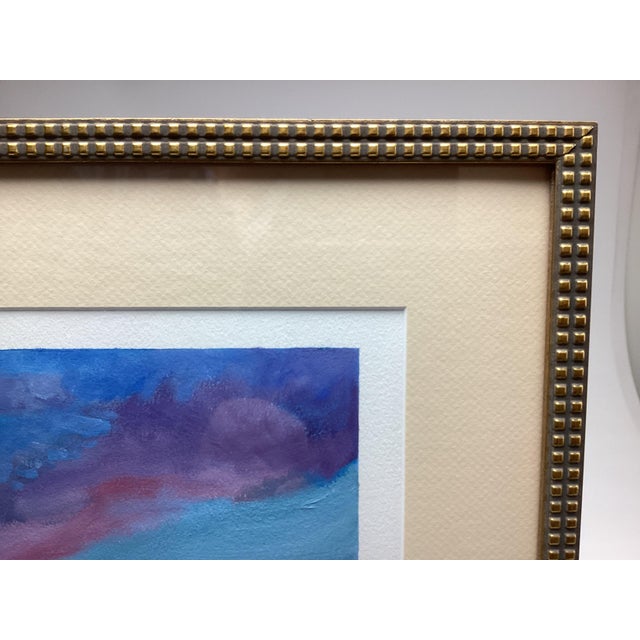 Late 20th Century Wonderful Gouache Watercolor of Vibrant Sunset Initialed For Sale - Image 4 of 7