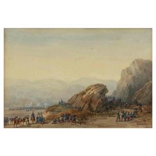 Gaspard Gobaud, Battle, Original Watercolor, 19th-Century For Sale
